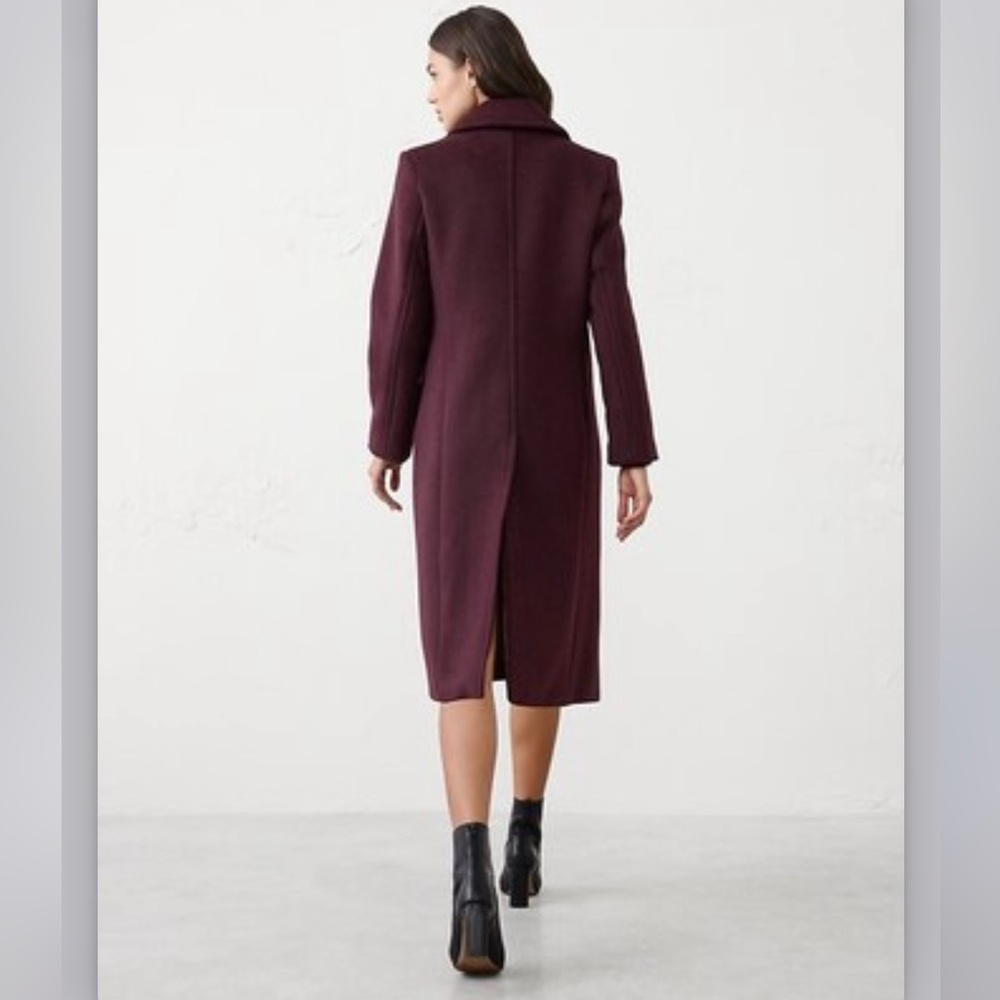 Banana Republic Factory Burgundy Wool Blend Topcoat Peacoat - Picture 3 of 9